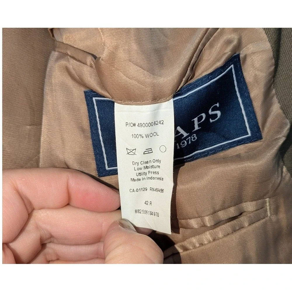 Chaps Blazer Mens 42R Olive Green 100% Wool Two Button Single Vent Suit Jacket